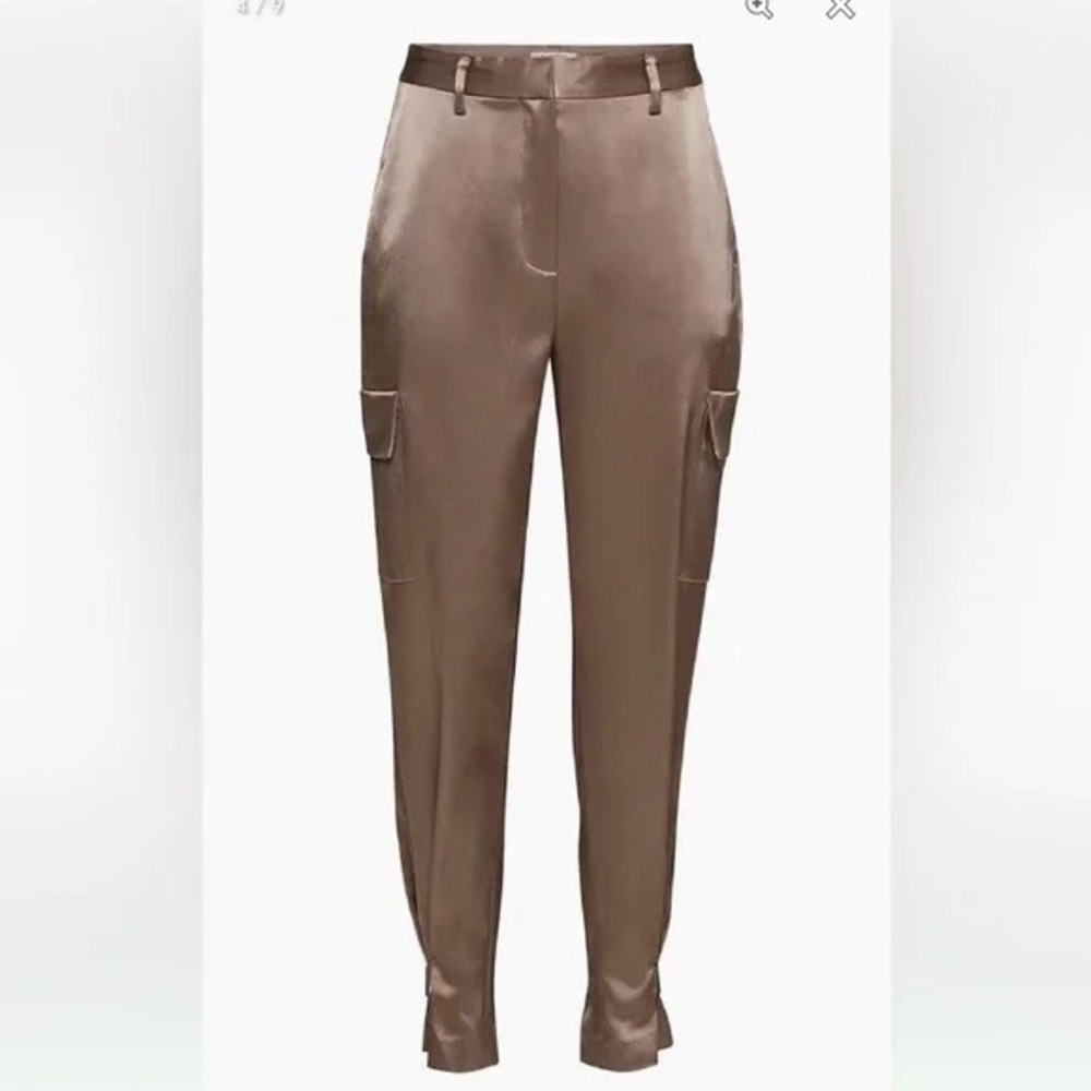 Babaton - refined satin cargo pants size 0 • chocolate brown